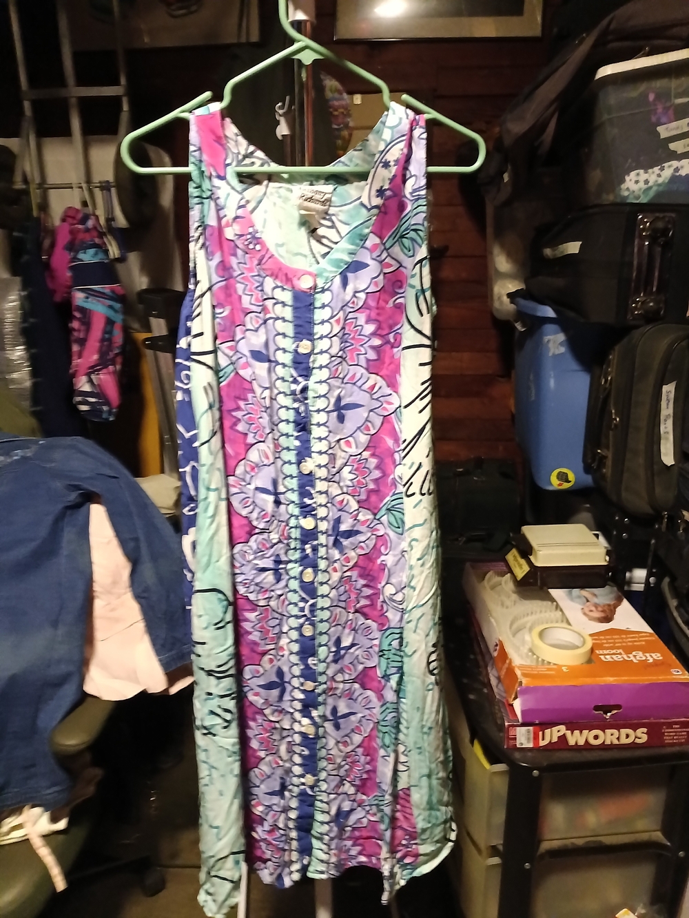 Anthony Richards Teal & Purple Floral Button-Front Maxi Dress